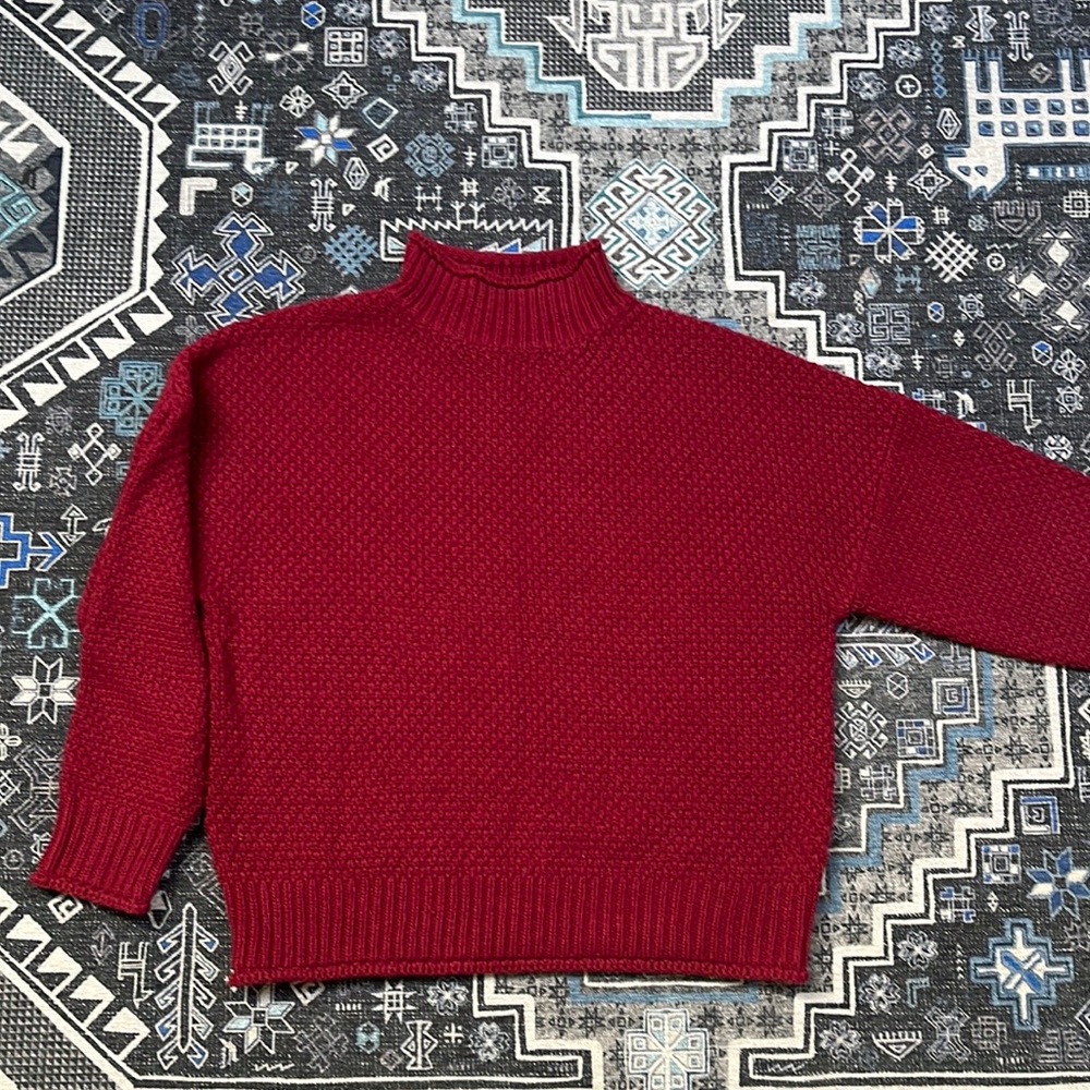 Zesica Cable-Knit Burgandy Cardiagan